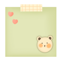 un linda oso con un Nota en un pedazo de papel png