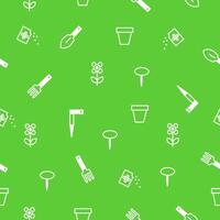Seamless pattern. Spring gardening tools for planting. vector