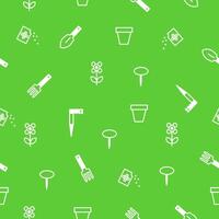 Seamless pattern. Spring gardening tools for planting. vector