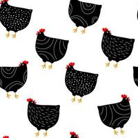 Seamless pattern with abstract cute chickens. Poultry print. vector