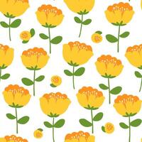 Seamless pattern with abstract flowers. Bright petals bloom in summer floral print. vector