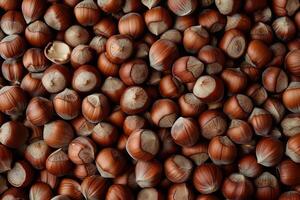 Closeup view of hazelnuts nuts photo