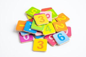 Math number colorful on white background, education study mathematics learning teach. photo