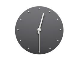 Facile l'horloge gris moitié passé 12 o horloge. moderne minimal horloge. 3d illustration png