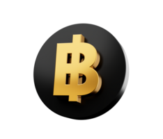 3d Golden Shiny Baht With 3d Rounded Black Coin Icon , 3d illustration png