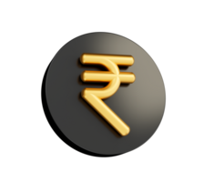 Golden Indian Rupee Currency Icon Isolated. inr 3D rendering png