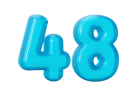 Blue jelly digit 48 forty eight Jelly colorful alphabets numbers for kids 3d illustration png