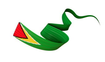 3d Flag Of Guyana Country, 3d Wavy Shiny Ribbon, 3d illustration png