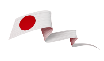 Japan Flag Waving ribbon or banner. independence day 3d illustration png