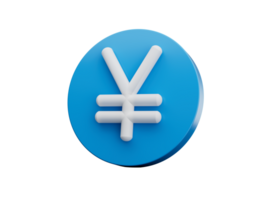 yen symbool blauw en wit 3d icoon geïsoleerd 3d illustratie png