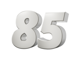 3d Shiny Silver Number 85 Eighty Five 3d Silver Number, 3d illustration png