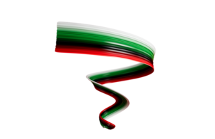 United Arab Emirates flag colors ribbon spiral abstract. 3d illustration. png