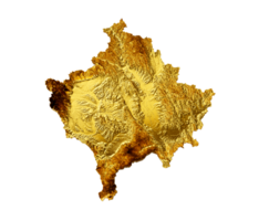 kosovo Karte golden Metall Farbe Höhe Karte 3d Illustration png