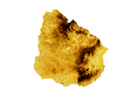 Uruguay Map Golden metal Color Height map 3d illustration png