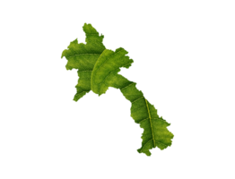 Laos kaart gemaakt van groen bladeren ecologie concept png