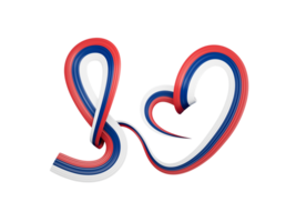 cinta en forma de corazón de la bandera serbia. ilustración 3d png