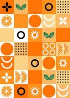 Abstract geometric fruit pattern. Shapes of natural organic flower plants, eco agriculture citrus. minimal illustration vector