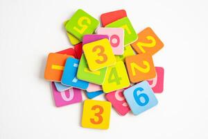 Math number colorful on white background, education study mathematics learning teach. photo