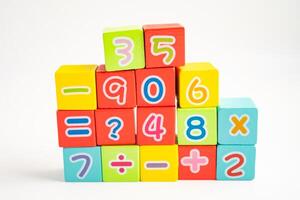 Math number colorful on white background, education study mathematics learning teach. photo