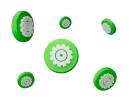 Settings icon isolated on elegant green round button 3d illustration png