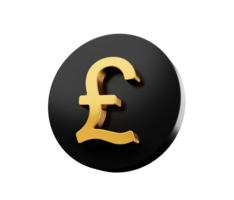 Gold and black Pound sign icon 3d illustration png