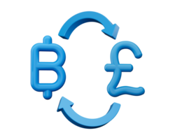 3d Blue Baht And Pound Symbol Icons With Money Exchange Arrows , 3d illustration png