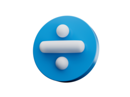 blauw en wit 3d wiskunde verdelen symbolen icoon 3d illustratie png