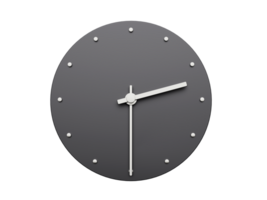 Simple clock gray half past two clock Modern Minimal Clock. 3D illustration png