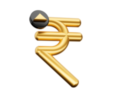 företag Graf med rupee tecken. indisk rupee tillväxt begrepp. 3d tolkning png