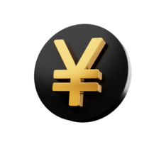 Yen Symbol made of gold with reflection. 3d illustration png