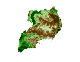Oeganda topografisch kaart 3d realistisch kaart kleur 3d illustratie png