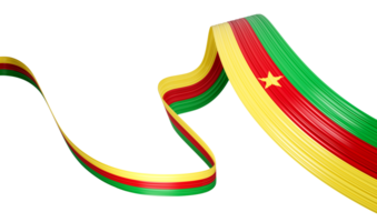 3d Flag Of Cameroon 3d Waving Ribbon Flag , 3d illustration png