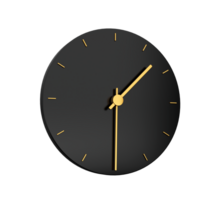 Prämie Gold Uhr Symbol isoliert Hälfte Vergangenheit einer Ö Uhr schwarz Symbol Zeit Symbol einer dreißig 3d Illustration png