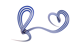 Cuban flag heart shaped wavy ribbon. 3d illustration. png