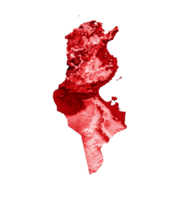 Tunisia map with the flag Colors Blue and Red Shaded relief map 3d illustration png