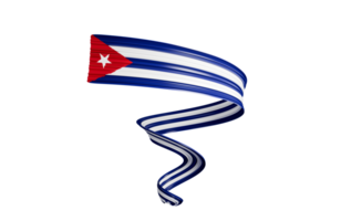 Waving ribbon or banner with flag of Cuba spiral or twisted independence day 3d illustration png