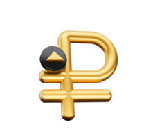 brillant d'or russe rouble devise symbole. 3d illustration png