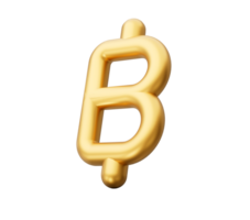 Golden Thai baht sign 3d illustration png