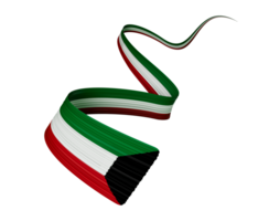 3d Flag Of Kuwait Country, Shiny Wavy 3d Ribbon Flag , 3d illustration png