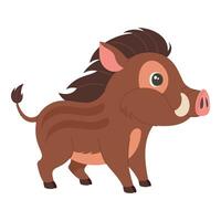 Cartoon cute wild boar, hand drawn, isolated on white background. vector