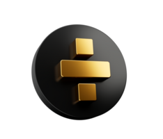 Golden 3d math Divide symbols with Black icon - 3D illustration png