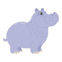 Cute cartoon hippopotamus children's illustration in flat style. For poster, greeting card and children's design vector