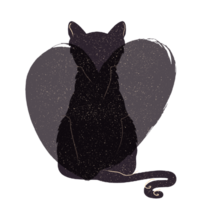 Cat and heart silhouette illustration in pastel colors. png