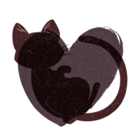 chat et cœur silhouette illustration dans pastel couleurs. png