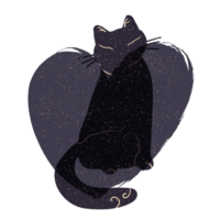 Cat and heart silhouette illustration in pastel colors. png