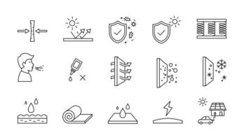 Fabric properties Icons Set vector