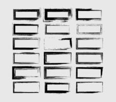 Set of black rectangle empy grunge frames. illustration. vector