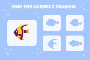 Find the correct shadow Children's educational game vector
