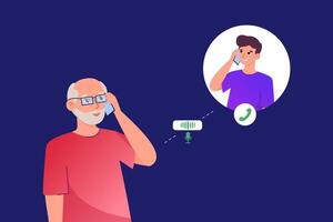 grandfather talking to grandson on the phone vector