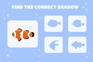 Find the correct shadow Children's educational game vector